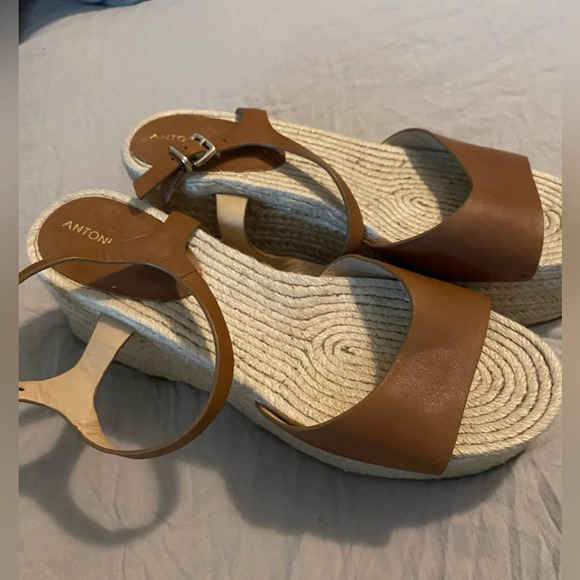 Antonio Melani Brown Espadrilles Sandals Platform Size 8 Heels Summer Neutral - Picture 1 of 6